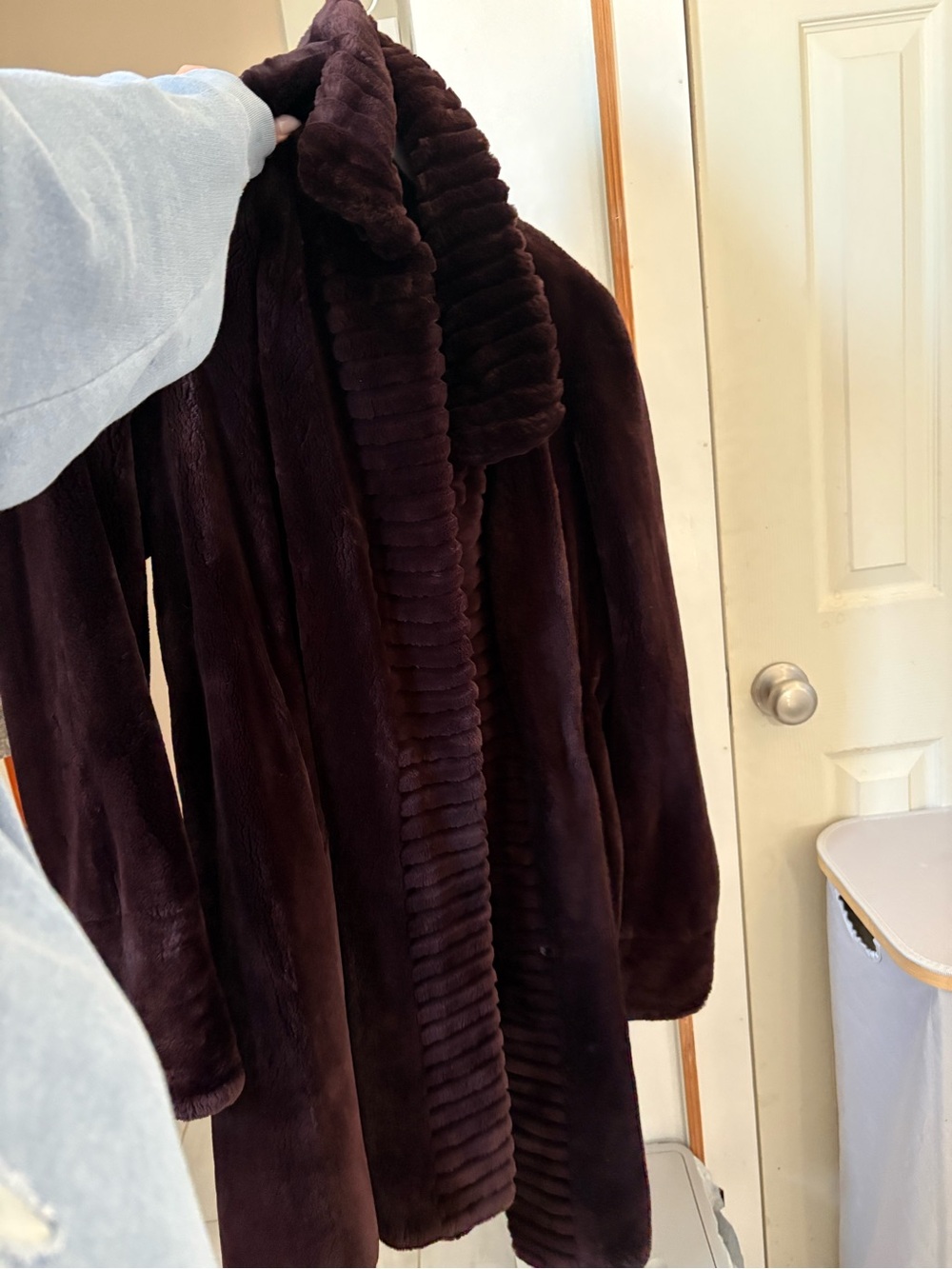 Vintage Genuine Sheared Beaver Fur Coat, Knee Length, Custom Made